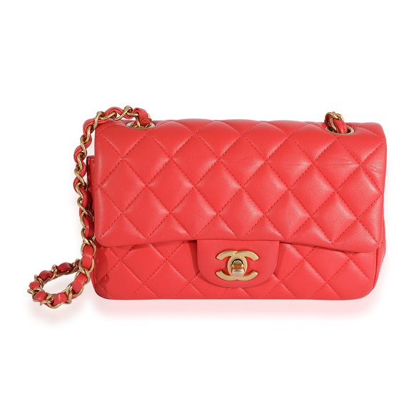 Chanel Handbags - Chanel Coral Quilted Lambskin Mini Rectangular Classic Flap Bag